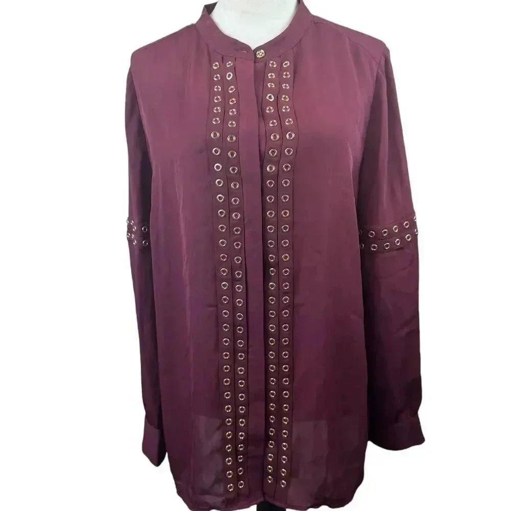 🔥 Host Pick 🔥Michael Kors burgundy top with gold grommets size 14